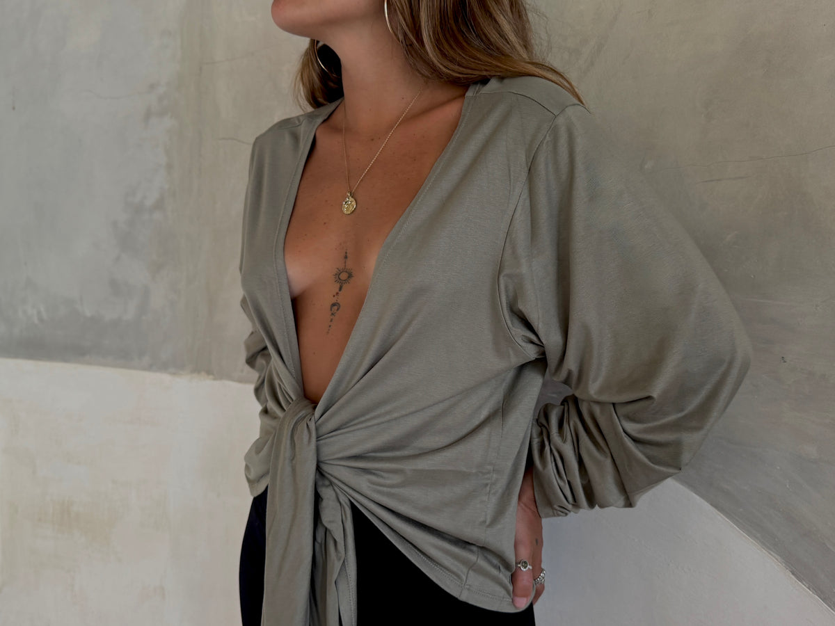 RETREAT | EXHALE reversible long sleeve wrap top