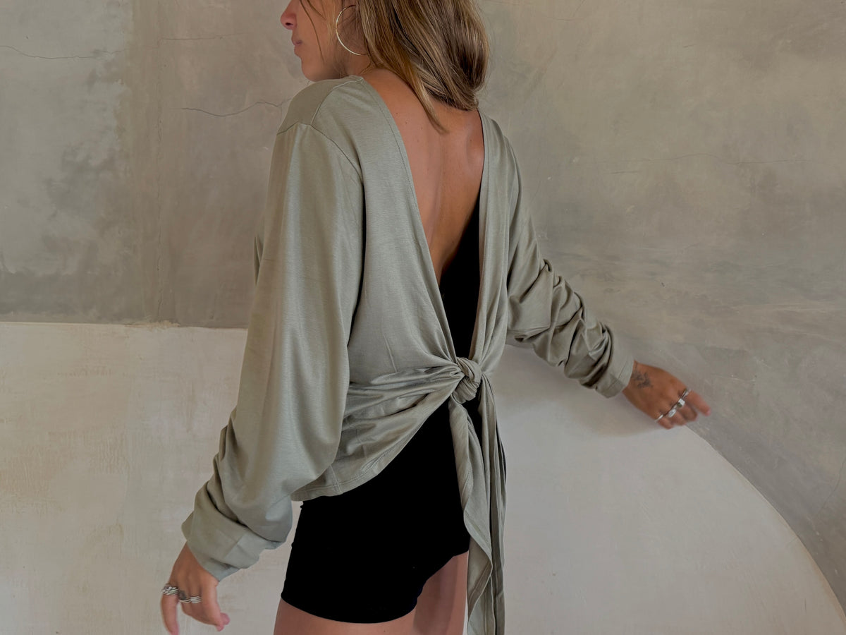 RETREAT | EXHALE reversible long sleeve wrap top