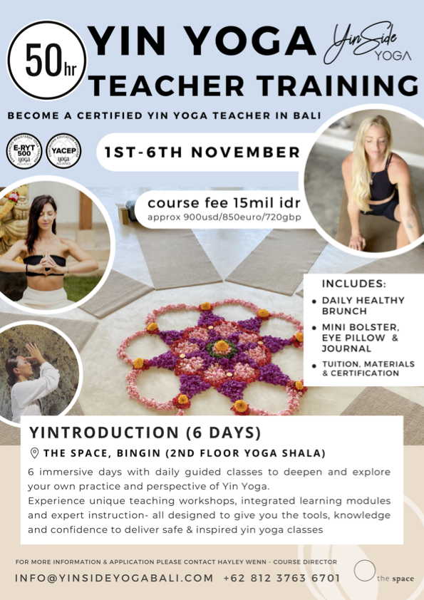 50hr YIN YOGA Teacher Training Bali 2024